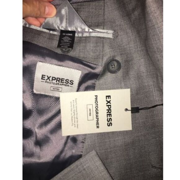 Express Blazer Suit Jacket Mens 44 Long Gray NWT - Picture 6 of 8